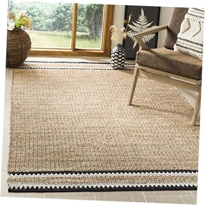  Natural Fiber Collection Area Rug - 9' x 12', Natural & Black, Handmade  - Image 1 of 4
