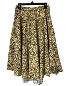 Farm Rio Skirt Women Small Brown Black Jaguar Animal Print Asymmetric Hem Midi - Picture 1 of 9