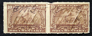US Stamps Revenue #R168 - 1898 10c US Int. Rev. Stamp-Battleship pair GRL21