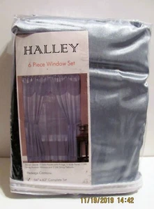 Achim Halley Window in a Bag 6 Piece Window Set Satin Ice Blue Panels - 56”x63" - Picture 1 of 5