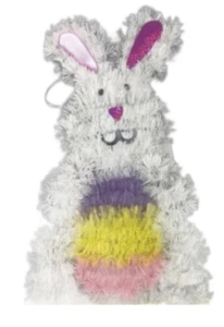 PartyRite Tinsel Conejo de Pascua Conejo Sosteniendo Huevos Pared Decoración Fiestas - Imagen 1 de 1