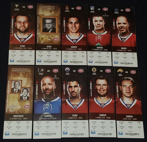2009-2010 - MONTREAL CANADIENS - NHL - COMPLETE UNUSED TICKETS (10) - ORIGINAL Cover