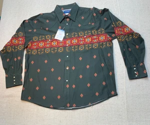 Vintage Wrangler Checotah Pearl Snap Long Sleeve Western Shirt Cowboy Size XL/TG - Picture 1 of 11