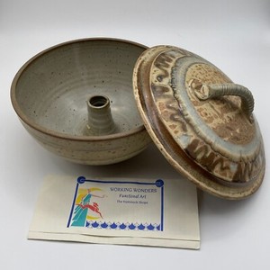 Working Wonders Ceramic Funnel Steamer Pot Glazed Lid Working Art Bundt