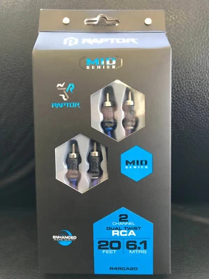 RAPTOR MID Series R4RCA20 2-Channel Dual Twist RCA Audio Cable Flexible 20 Feet - Image 1 of 3