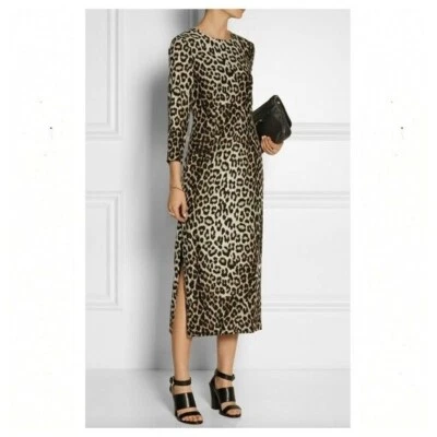 rag & bone Leopard Print 100% Silk Midi Dress - Image 1 of 4