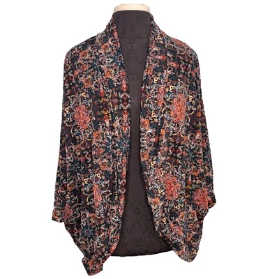 Cardigã French Laundry Shrug Feminino Plus Size 1X Boho Boêmio Colorido Anos 70 Outono - Imagem 1 de 4