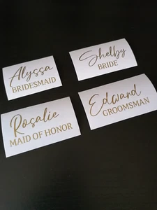 Custom Name with Role Decal For Wine Glass, Bridal,Bachelorette,Wedding Party - Picture 1 of 3