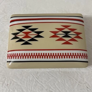 Trifles Japan Ceramic Playing Card Holder Box Southwest Design Trinket Jewlery - Picture 1 of 7