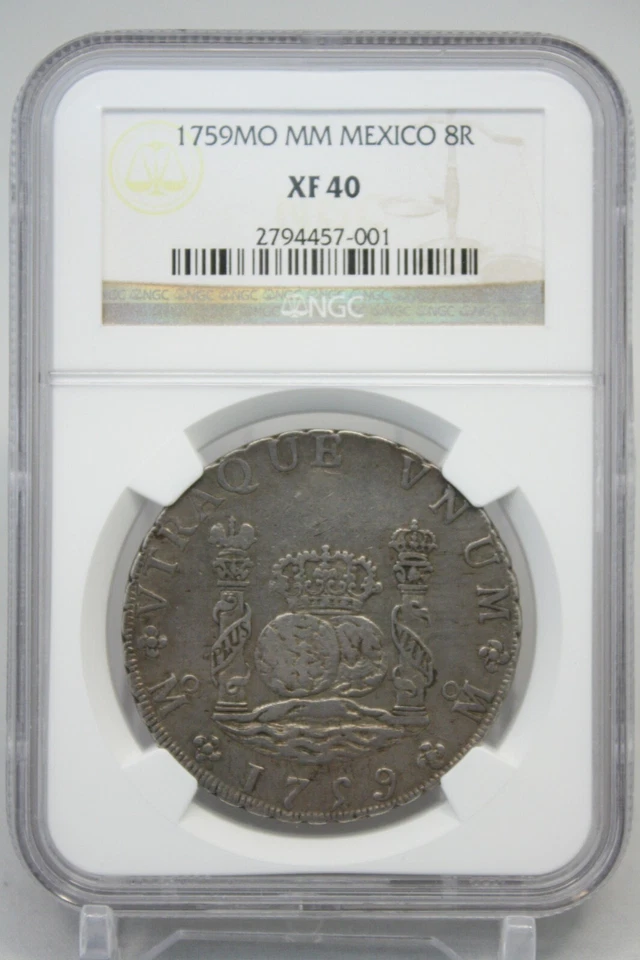 1759 MO MM MEXICO Silver 8Reals KM-104.2 NGC XF40 #7001 - Image 1 of 4