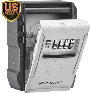 Key Lock Box with Key Hook, Resettable 4-Digit Combination Lockbox, Waterproof K - Picture 1 of 7