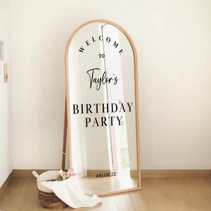 Arched Welcome - Birthday Decal: Personalised Mirror Sticker Party Decor - Picture 1 of 10
