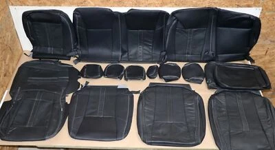 2015-20 Ford F-150 XLT SuperCrew Black Leather Seat Covers Factory Style Upgrade - Image 1 of 4