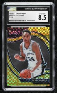 2020-21 Panini Select Courtside Gold Prizm 2/10 Devin Vassell CGC 8.5 Rookie RC