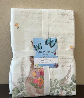 Cynthia Rowley Spring Easter Tablecloth 60”x84” New Floral Butterfly - Image 1 of 3