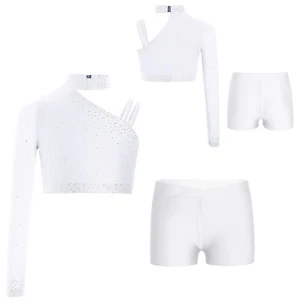 Kids Girls Tracksuit Jazz Shirt And Bottoms 2Pcs Outfits Ballet Latin Clothing - Picture 1 of 90