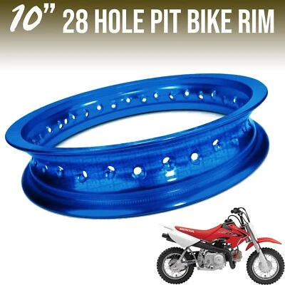 Llanta Pit Bike 10 pulgadas 28 orificios 6061 aluminio azul anodizado se adapta a Honda CRF50 XR50 Foto 1 de 4