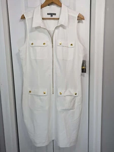 Sharagano NWT Women's Size 16 White Dress Knee Length - Picture 1 of 5