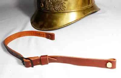 Jugulaire casque de Sapeur-Pompier modèle 1895 cuir brun, repro. - Photo 1/4