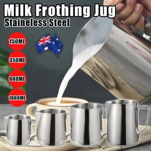 150-1000ML Stainless Steel Milk Coffee Jug Latte Espresso Frothing Scale Pitcher - Picture 1 of 24