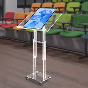 Clear Acrylic Laptop Desk Adjustable Height Computer Table Office Workstation US - Picture 1 of 22
