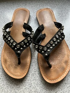 Leder Flip Flop Schwarz Größe 38 - Bild 1 von 1