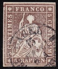 1854-55 SWITZERLAND, no. 26c 5 r. bruno Signed Raybaudi