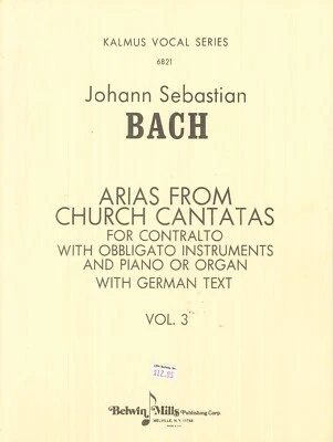 Bach Contralto Arias from Church Cantatas Vol III Piano Obbligato Instruments - Image 1 of 4