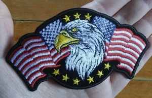 American Eagle USA Flags Embroidered Iron On Motorcycle Jacket Vest Biker Patch - Picture 1 of 6