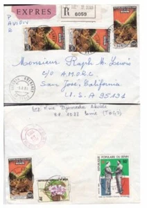 1983 Benin #387(4),#507,#536 on Cotonou Reg & special delivery cover to US *d - Picture 1 of 3