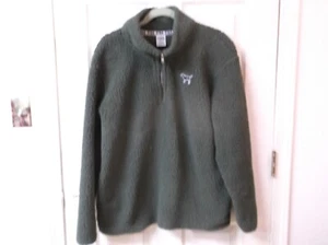 Victoria's Secret PINK Size Large Green Sherpa Fuzzy 1/4 Zip Pullover Top - Picture 1 of 3