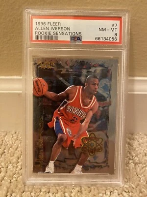 1996 Fleer 76ers Allen Iverson Rookie Sensations RC #7 PSA 8 NM-MT - Image 1 of 3