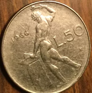 1966 ITALY 50 LIRE COIN - Picture 1 of 2
