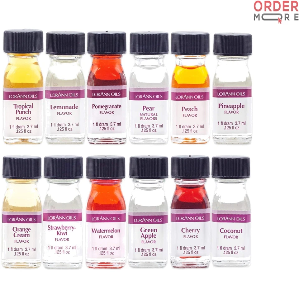 Flavor Extracts Pack of 12 Fruit Flavors in 1.5 fl oz Bottles for Baking - Image 1 of 4