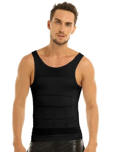 Men's Slimming Body Shaper Vest Abdomen Belly Tummy Compression Top Shirts Tees - Picture 1 of 31