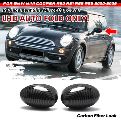 Calotte specchietti elettrici di ricambio effetto carbonio per MINI Cooper R50 R52 R53 2000-08 - Immagine 1 di 4