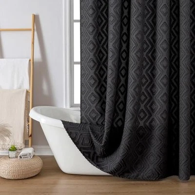  Diamo Shower Curtain Set for Bathroom, Boho 72"W x 78"L (Pack of 1) Black - Image 1 of 4