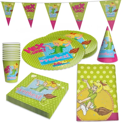 Bibi Blocksberg 52-tlg. Geburtstag - Teller Becher Servietten Wimpel Tischdecke  - Bild 1 von 4