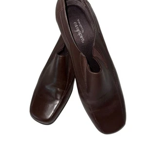Easy Spirit Mules Women's Brown Leather Block Heel Loafers Size 9 square Y2K - Picture 1 of 7