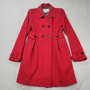 Old Navy Women’s Small Red Peacoat Double Breasted Belted Winter Dress Coat Warm - Picture 1 of 17