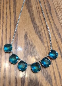 Catherine France Popesco Cushion Cut Turquoise Crystal Necklace - Picture 1 of 3