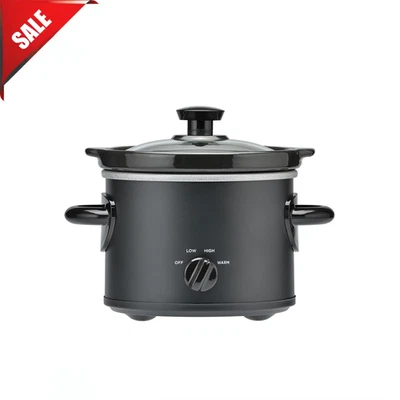 2 Quart Slow Cooker Crock Pot Black, New Programmable Oval Small Families Single - Image 1 of 4