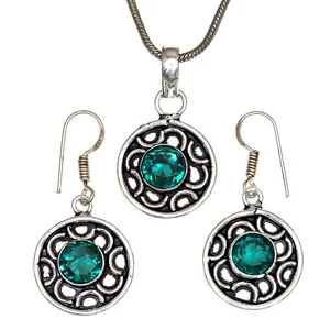 Diopside Set Chrome Gemstone Jewelry  18-20'' Necklace Pendant Ethnic - Picture 1 of 11