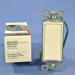 Interruptor de luz basculante decorador residencial de 4 vías Cooper Lt Almond 15A 120V 6504LA - Imagen 1 de 6