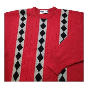 James Renwick Sweater Lambswool Argyle Made In Scotland Mens Large/42 - Picture 1 of 11