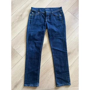 Pantalones de mezclilla Fidelity lavados oscuros para mujer talla 27 tiro bajo elásticos - Imagen 1 de 6