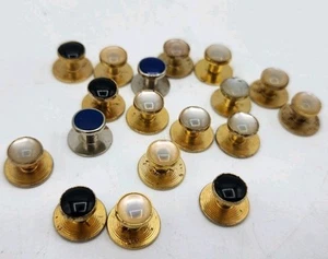 18 Vintage Gold/Silver Tone Collar Buttons - Picture 1 of 3