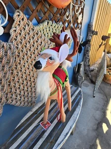 Annalee Weihnachten Rentier große Stechpalme Beere Handarbeit 33" 2015 Geschirr nicht mehr produziert - Bild 1 von 5