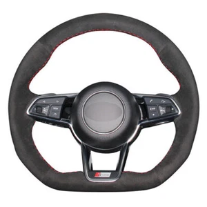 Black Suede Leather Steering Wheel Stitch on Wrap Cover For Audi R8 2016-2018 TT - Bild 1 von 11