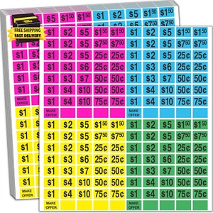 2240 Pcs Garage Sale Stickers 1/2" X 3/4" Yard Sale Price Sticker Rectangle Pre- - Picture 1 of 8